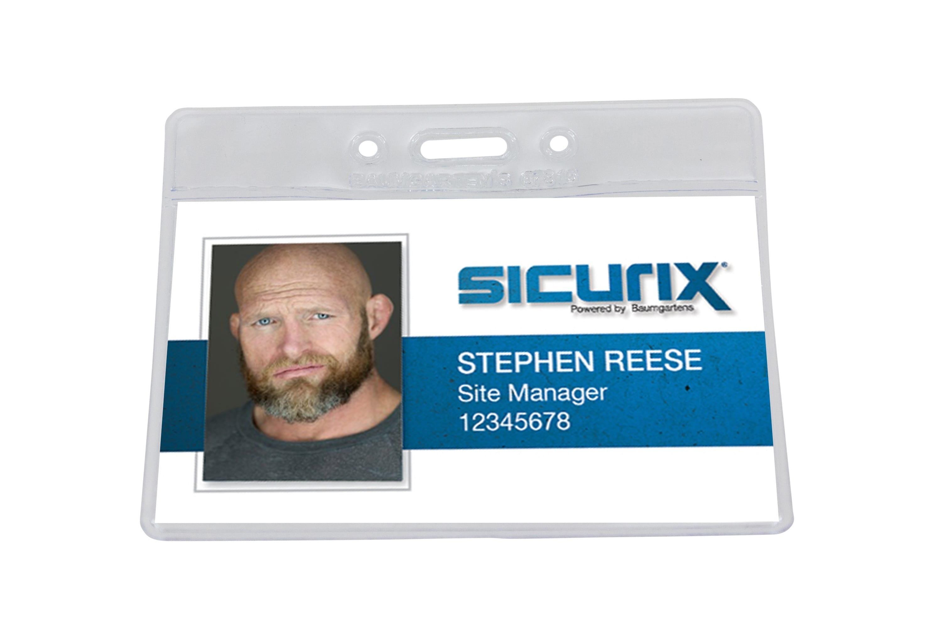 SICURIX Horizontal Badge Holders, 3-1/2 x 2-1/2 Inches, Vinyl, Clear, Pack of 50 1469425